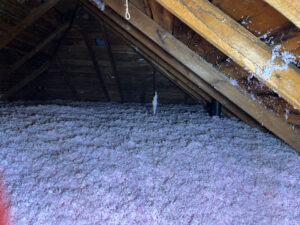 attic with newly blown in insulation