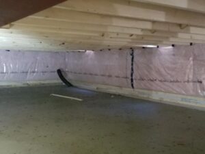 newly installed blanket wrap insulation on a new build