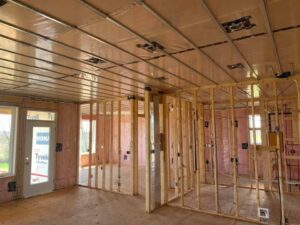 newly insulated walls and ceiling on a new build
