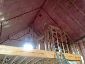 newly insulated walls and ceiling on a new build